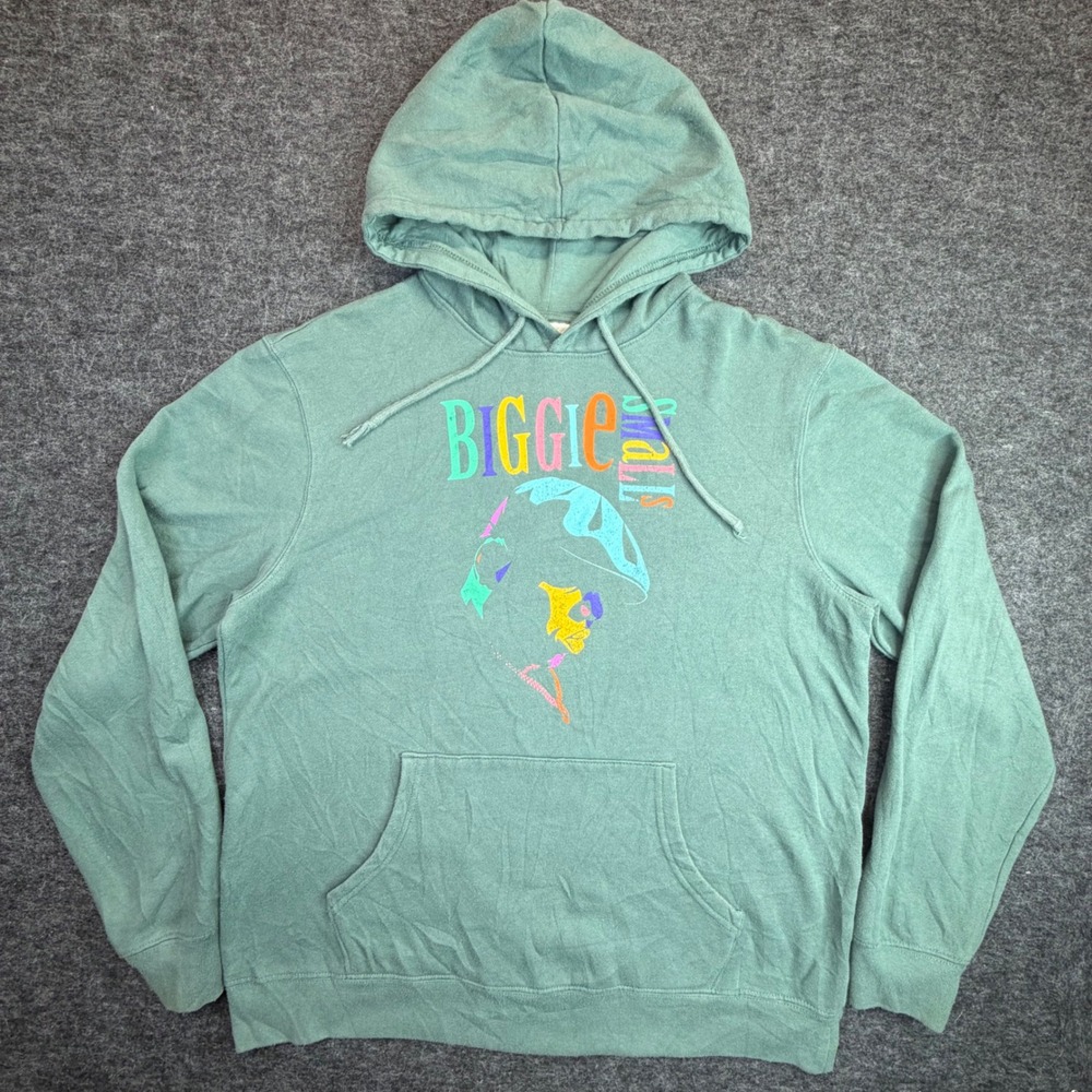 The Notorious B.I.G. Biggie Smalls Hoodie Mens Large Green Music Popover Graphic